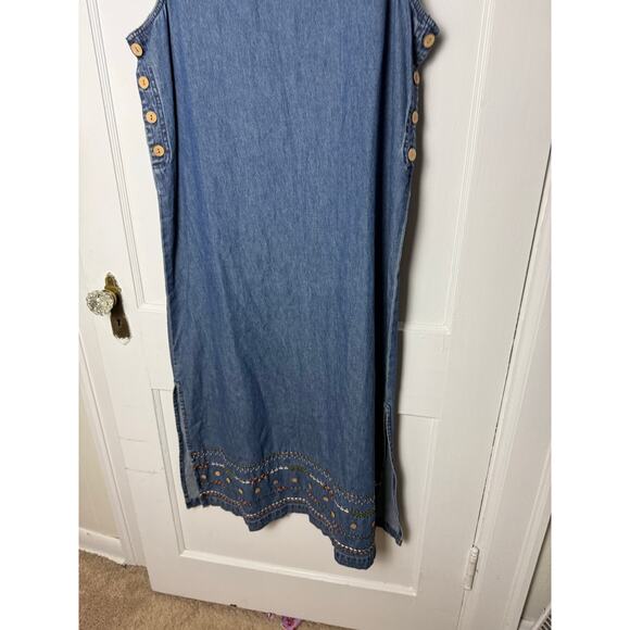 Vintage Y2K 90s TY Wear Denim Sleeveless Jumper Beaded Dress Women's 16 Plus - Picture 7 of 7